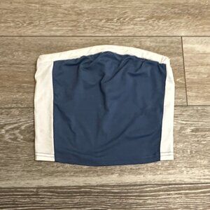 Shein Sz S Adorable Strapless Crop Tube Style Top Blue w White Trim